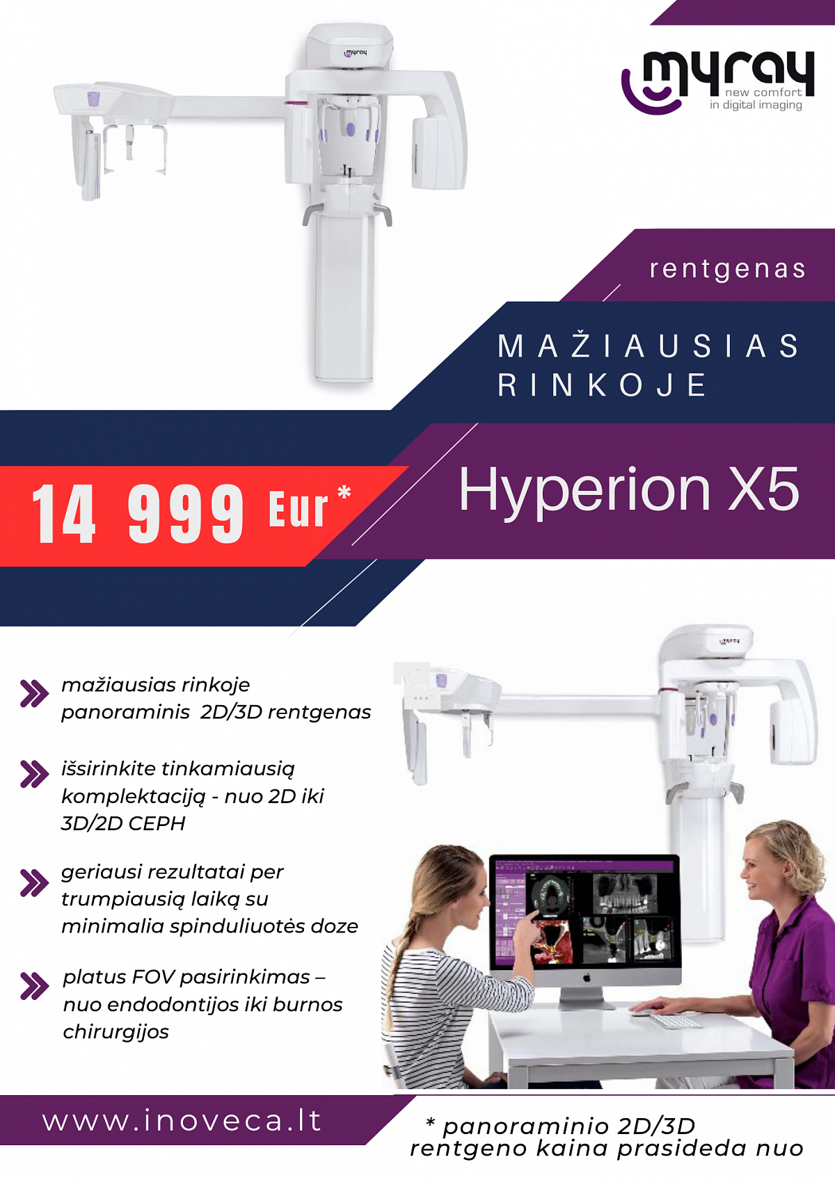 Mažiausias rinkoje MyRay Hyperion X5 panoaminis 2D rentgenas - kaina 14999 Eur !