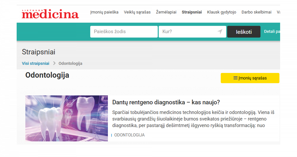 MES SPAUDOJE! Dantų rentgeno diagnostika - kas naujo?
